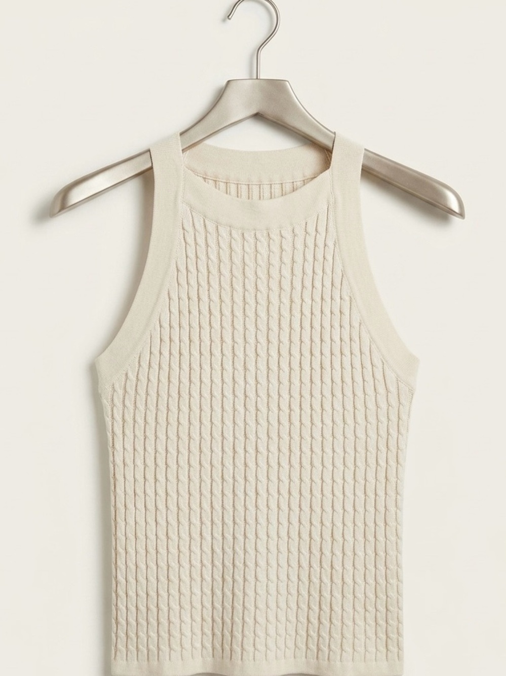 Commense Cream Cable-Knit Ribbed Tank Top